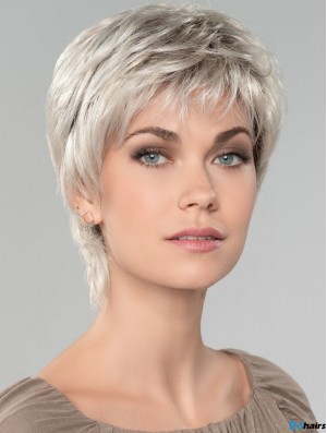 Straight 8 inch Capless Affordable Grey Wigs