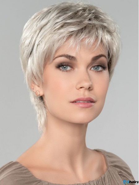 Straight 8 inch Capless Affordable Grey Wigs