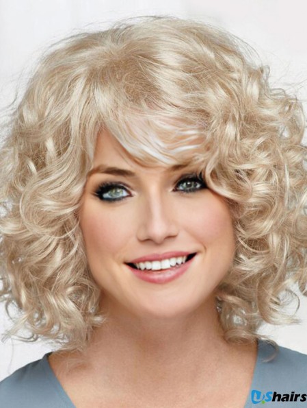 Curly Platinum Blonde Chin Length 12 inch Hairstyles Classic Wigs