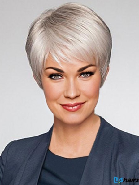 Capless 8 inch Straight Platinum Blonde Boycuts Wigs For Sale