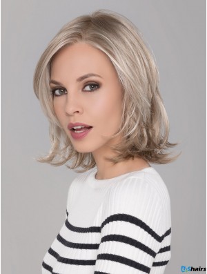 Monofilament Blonde 12 inch Chin Length With Bangs Synthetic Wigs