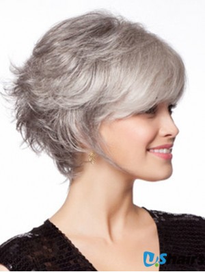 No-Fuss Cheap Wavy Synthetic Grey Wigs Sale