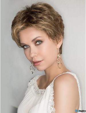 100% Hand-tied 4 inch Curly Blonde Boycuts Synthetic Wigs Women