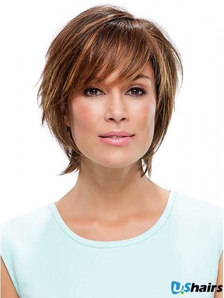 Layered Synthetic Brown 10 inch Straight Synthetic Lace Front