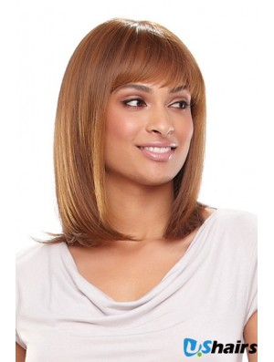 Auburn Shoulder Length Straight With Bangs 13 inch Fabulous Medium Wigs