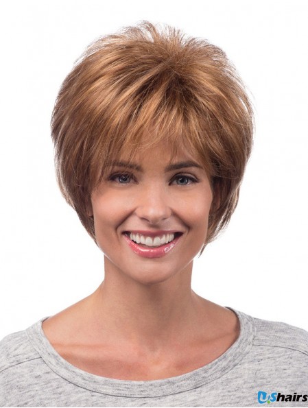 Hot Hair Synthetic Wigs Chin Length Straight Style Auburn Color