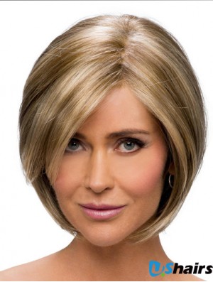 Cheap Synthetic Ladies Wigs With Monofilament Brown Color Chin Length