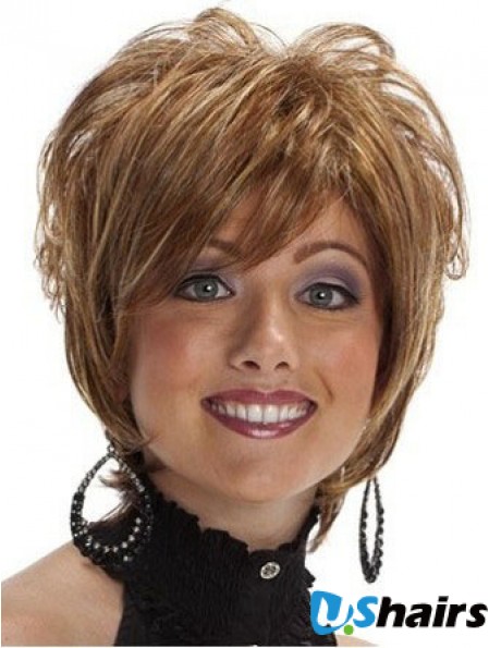 Short Layered Wavy Brown High Quality Synthetic Wigs