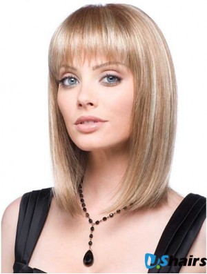 Front Lace Wig Synthetic With Straight Hair Style Blonde Color