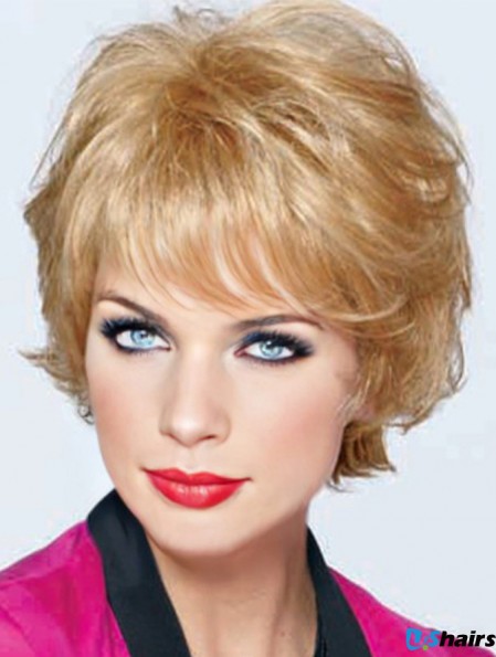 Best Blonde Short Wavy Classic Monofilament Wigs