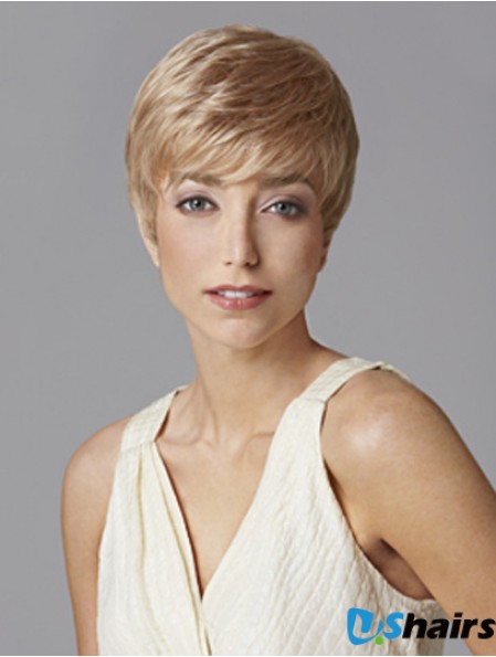 Fashionable 5 inch Straight Blonde Boycuts Short Wigs