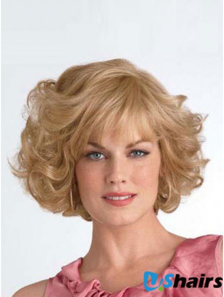 Chin Length Layered Curly Blonde Good Synthetic Wigs