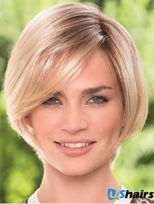 Chin Length Blonde Durable 8 inch Straight Bob Wigs