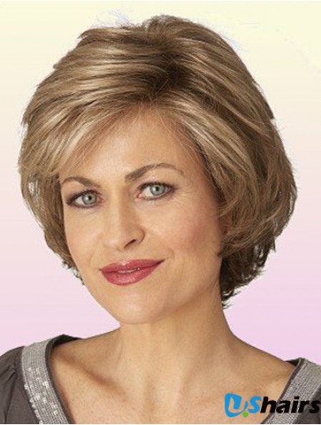 Brown Chin Length Wavy Classic Synthetic Wigs