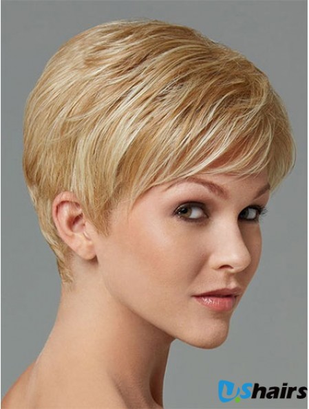 Synthetic Hair For Sale Boycuts Cropped Length Blonde Color