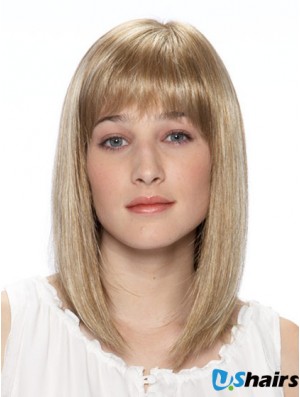 14 inch Blonde Straight Bobs Shoulder Synthetic Lace Front Wig