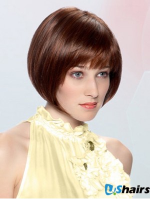 Straight Chin Length Auburn 10 inch Lace Front Durable Bob Wigs