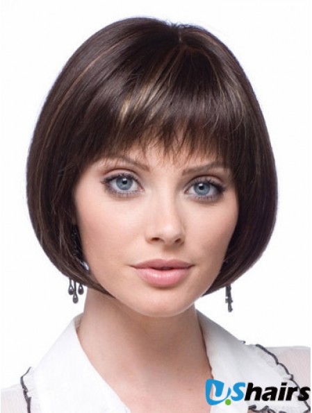 Lace Front Straight Brown Flexibility Bob Wigs