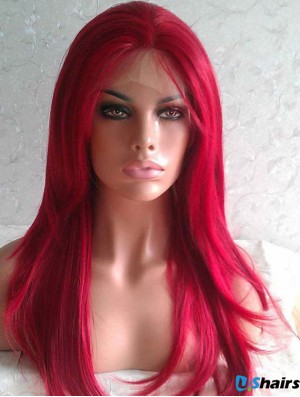 Straight Without Bangs Lace Front Good 20 inch Red Long Wigs