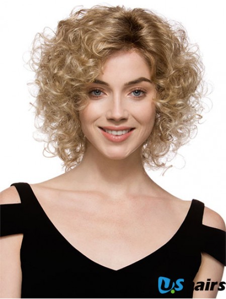 Sleek Brown Chin Length With Bangs Curly Glueless Lace Front Wigs