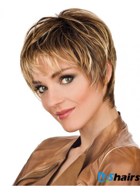 Soft 8 inch Straight Blonde Boycuts Short Wigs