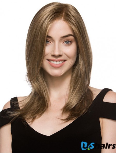 High Quality Brown Shoulder Length Layered Straight Glueless Lace Front Wigs