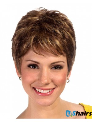 Boycuts Cropped Synthetic Straight Brown Ladies Monofilament Wig Sale