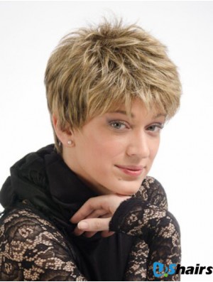 Modern 6 inch Straight Blonde Boycuts Short Wigs