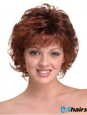 Synthetic Hair Head Wigs With Capless Auburn Color Chin Length