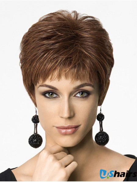 Straight Boycuts 6 inch Auburn Fashionable Synthetic Wigs