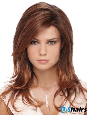 Fashion Auburn Long With Bangs Straight Glueless Lace Front Wigs