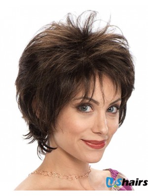 Wavy Layered 7.5 inch Brown Designed Synthetic Wigs