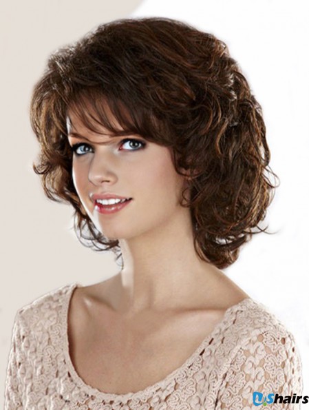 Curly Brown Sleek Chin Length Classic Wigs