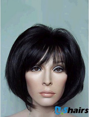 Chin Length Bobs Straight Black Suitable Synthetic Wigs