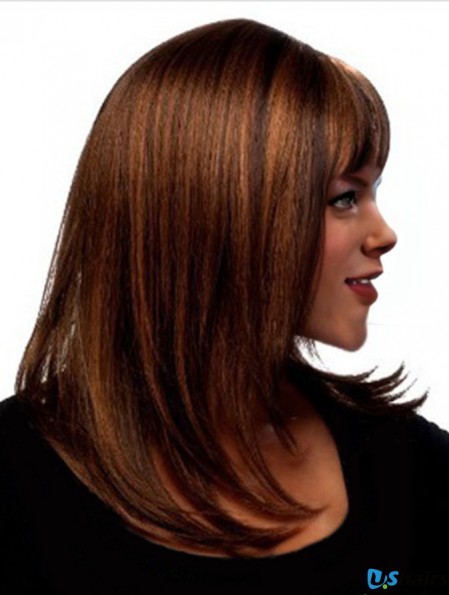 Shoulder Length With Bangs Straight Auburn Affordable Synthetic Wigs