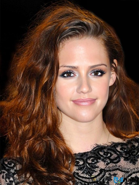 Discount Auburn Long Wavy 21 inch Without Bangs Kristen Stewart Lace Wigs