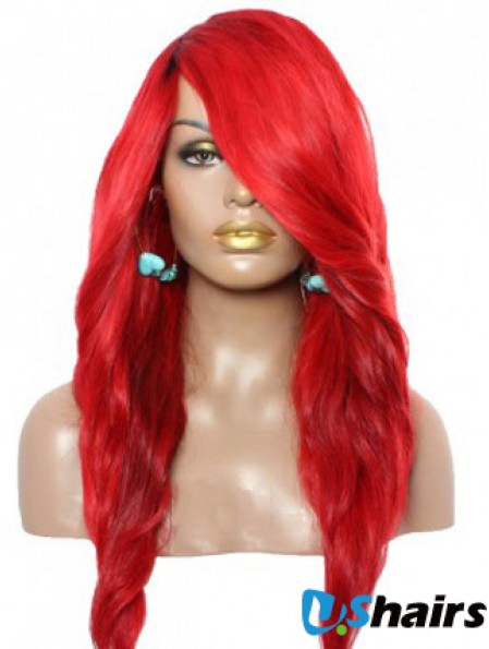 Wavy With Bangs Lace Front Amazing 22 inch Red Long Wigs