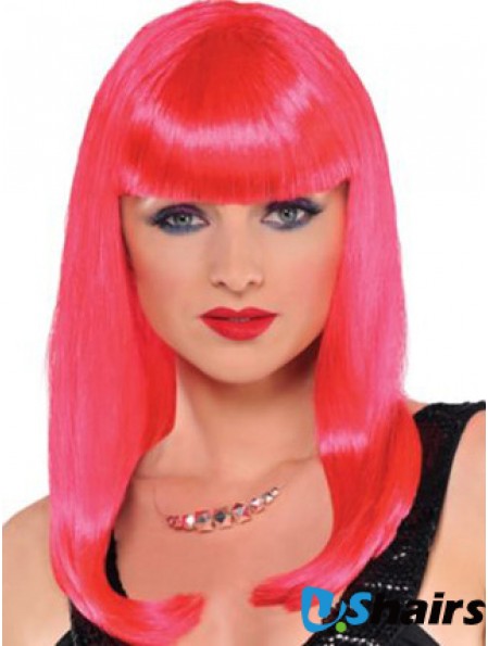 Straight With Bangs Long Red Incredible Lace Front Wigs