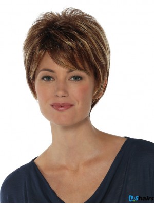 Fabulous 8 inch Straight Brown Boycuts Short Wigs