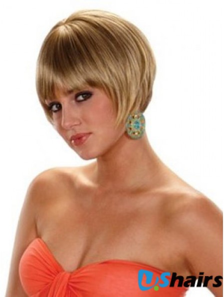 Short Bobs Straight Blonde Cheap Synthetic Wigs