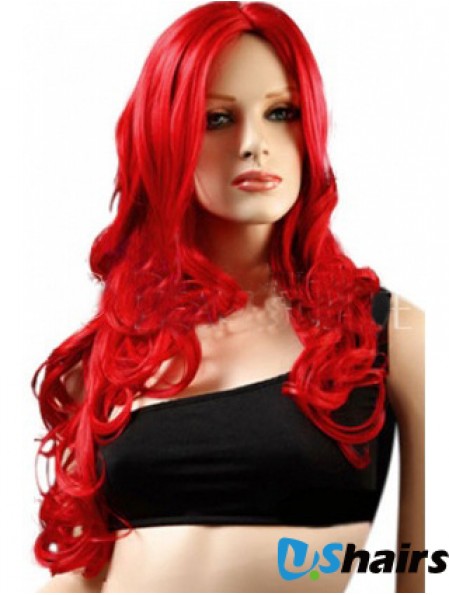 Lace Wigs Synthetic With Synthetic Red Color Wavy Style