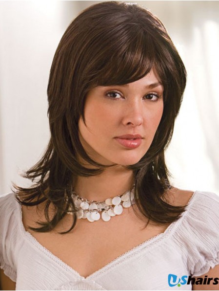 Straight Layered 16 inch Brown Perfect Synthetic Wigs