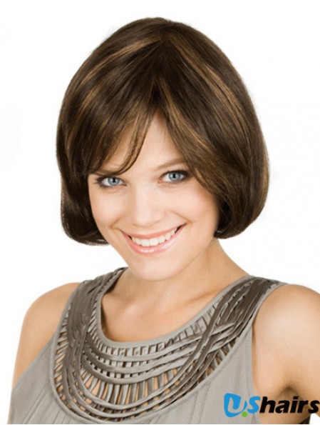 Chin Length Brown Flexibility 10 inch Wavy Bob Wigs