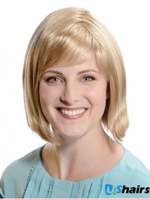 Straight Chin Length Blonde 11 inch Capless Comfortable Bob Wigs