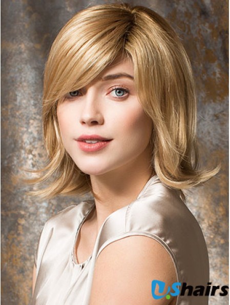 Classic Blonde Wavy Shoulder Length 12 inch Suitable Medium Wigs