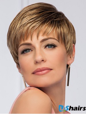 Synthetic Brown Boycuts Straight 5 inch Short Wigs