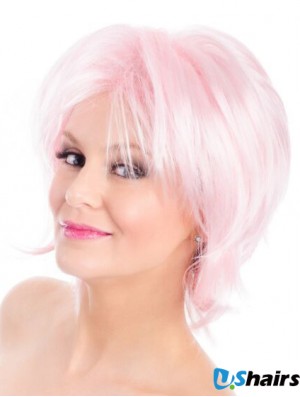 Straight Bobs Pink 8 inch Capless Wig Fashion