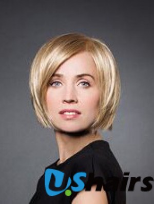 10 inch Straight Blonde Synthetic Chin Length Monofilament Wig Bob