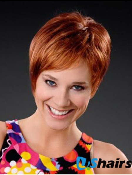 Copper Short Synthetic 8 inch Straight Boycuts Front Lace Wig