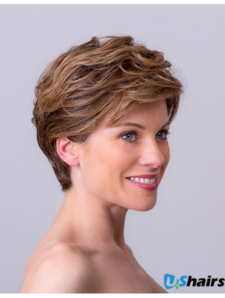 Auburn Layered Short 8 inch Wavy Synthetic Wigs Monofilament